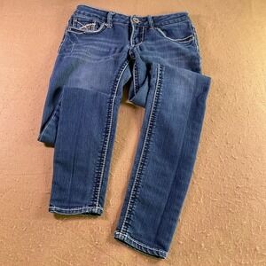 Hydraulic Premium Bailey Super Skinny Jeans Medium Wash Contrast Stitch Size 3/4